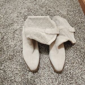 BCBGeneration Cream Perforated Cowgirl Boots